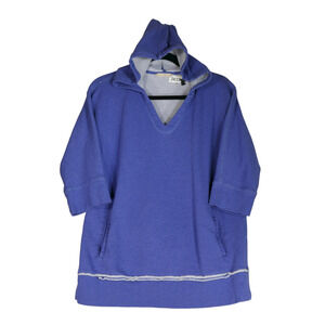 Soft Surroundings Hoodie Women Petite XS Blue Oversized Sweatshirt Pockets Cozy